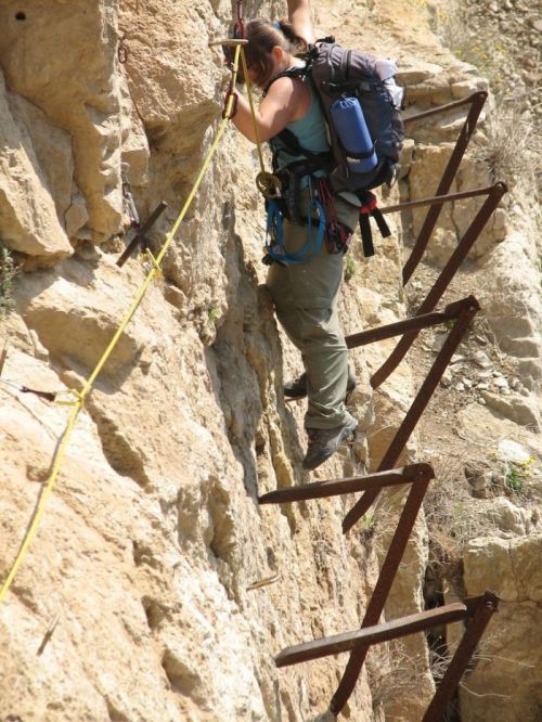 sixpenceee:El Caminito del Rey is a walkway, pinned along the steep walls of a gorge in El Chorro, S