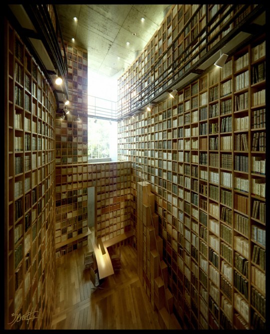 The Library at the Shiba Ryotaro Memorial Museum, designed by Tadao Ando, Osaka,