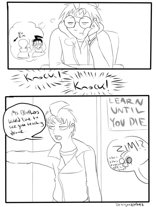 An uncolored page of a comic I’m really eager to do woot!Yes that is in fact Zim but please bare wit