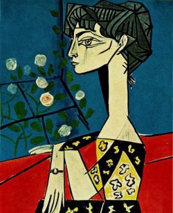 artist-picasso:  Jacqueline with flowers,