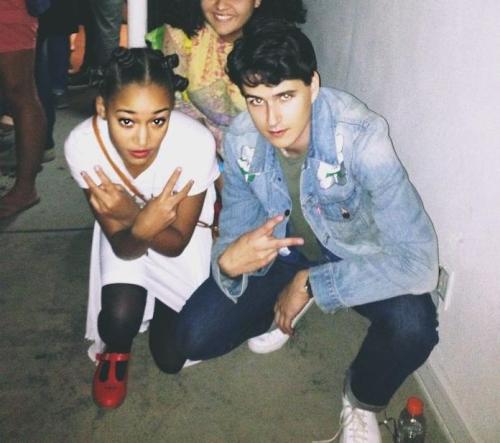 vwsongfacts: Amandla Stenberg and Ezra Koenig at the Hollywood Bowl in 2013.  (This picture was