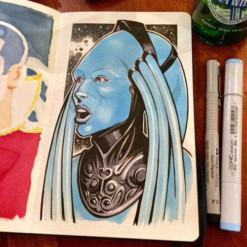 The Diva Plavalaguna from this week’s Drink &amp; Draw and pencils for Ruby Rhod.