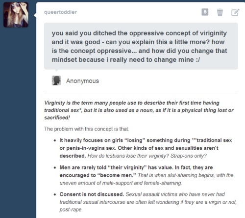 sweetpotatocake: girlswillbeboys: queertoddler: The Concept of Virginity *Rebloggable by request! re