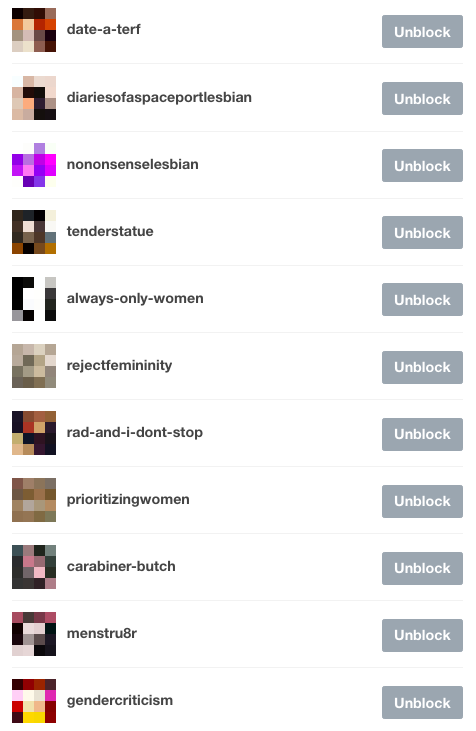 thumbelesbian: TERF and TERF supporter blocklist :)