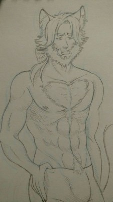 littleghostie:  Sketch request for @waghran of their lovely Chester. I love drawing him so much &gt;w   Thank you ! I love it so much. You’ve made  Chester so sexy.  ❤ Though, it seems he saw something quite appetizing. I wonder who it is..: 3
