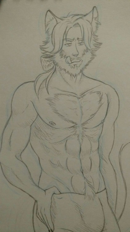 littleghostie:  Sketch request for @waghran of their lovely Chester. I love drawing him so much >w   Thank you ! I love it so much. You’ve made  Chester so sexy.  ❤ Though, it seems he saw something quite appetizing. I wonder who it is..: 3