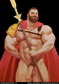 randombaradude:  NSFW version of yesterday’s Gladiator King. I hope you like it!I’ve made him uncut because I’ve received a lot of requests for uncut dicks! If you like my work you can support it with a small amount at Patreon.I’m also accepting