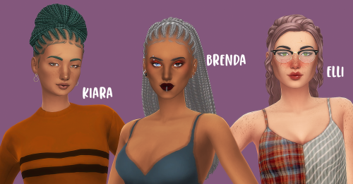 witheringscreations:3 AHarris00Britney Hairs Recolored Brenda and Kiara28 add-on swatches in serindi