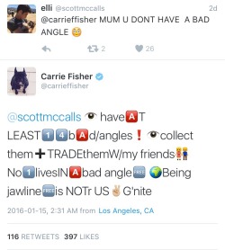 tsmbjergson:  carrie fisher uses emojis like