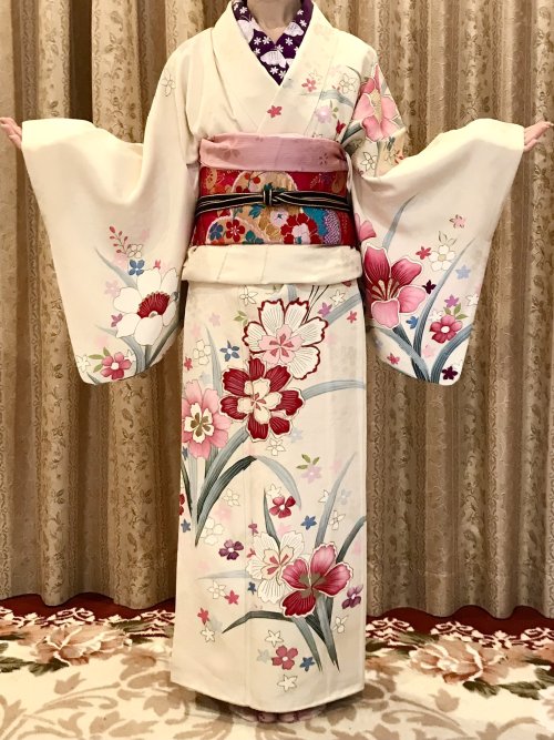 thekimonogallery: Kimono / obi / obi fried: #戻橋  Half collar: #天神市  Obijime: #バイセル  K
