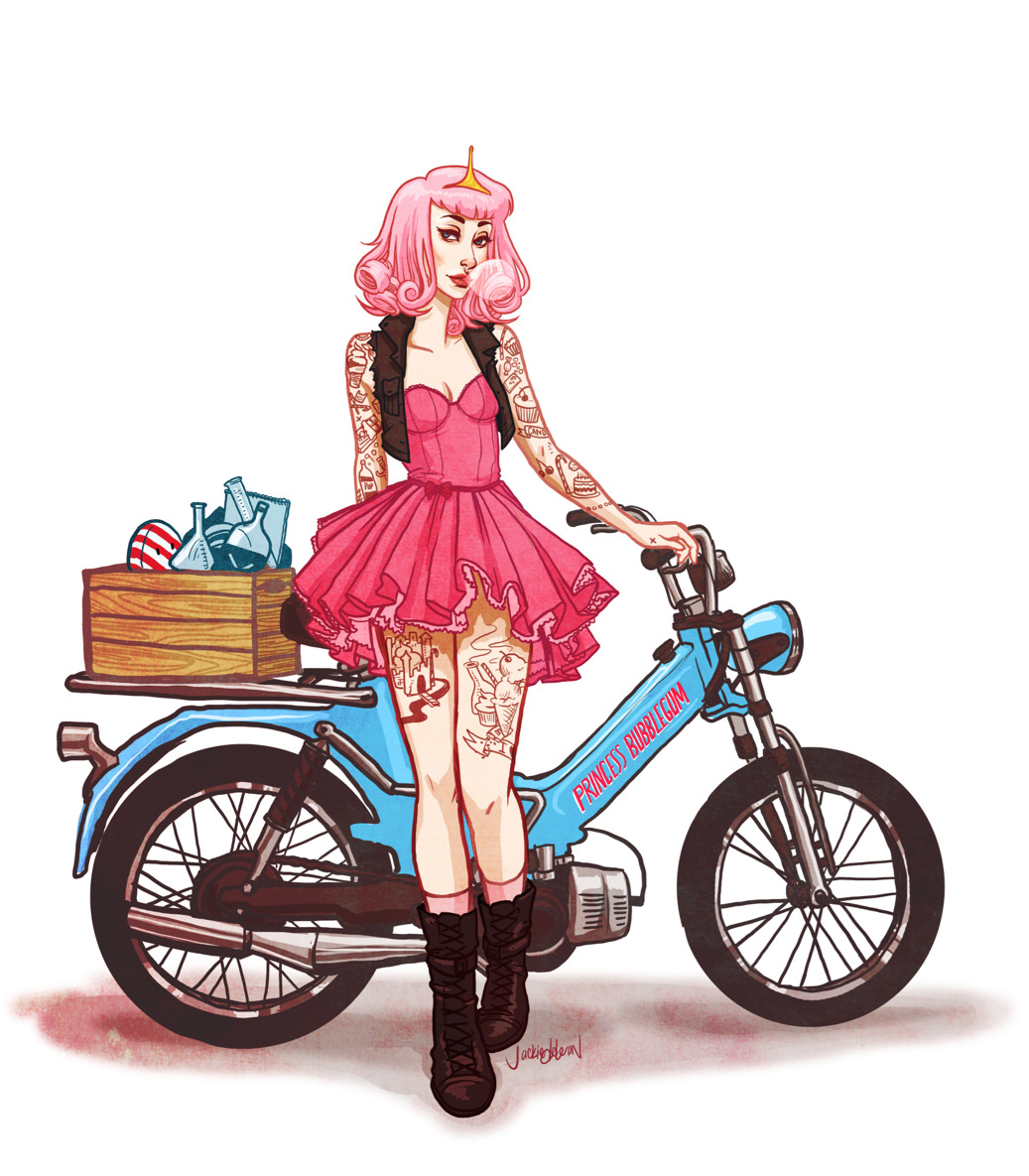 albinwonderland:  thealcolyte:  Here is my Princess Bubblegum Punk/Bike Gang character