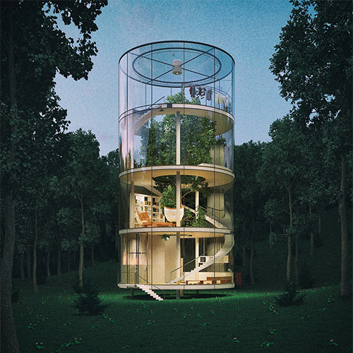 worldoffactsnow:Architect designs childhood dream home built around a full grown tree in the middle of the forest.