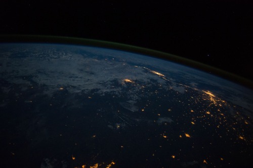 just–space:  The World Cup from Space. Astronaut Reid Wiseman took a picture of Rio de Janeiro at night.  js
