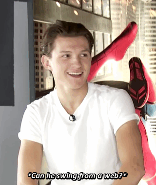 shoot-the-smiley:Tom (sort of) singing the Spider-Man Theme (x)