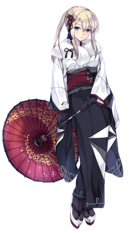 morekancollegirls:  航空母艦「Graf Zeppelin」に艦娘新春【晴れ着】mod by artist 小林ちさと※3日目東セ03a (@pockyfactory)