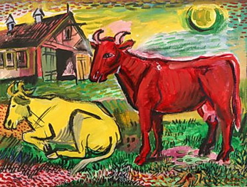 Red and Yellow Cows, 1945, David Burliukwww.wikiart.org/en/david-burliuk/red-and-yellow-cows