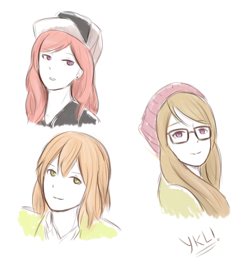 i wanted to draw first years in college with long hair, but the situation of having a girlfriend too