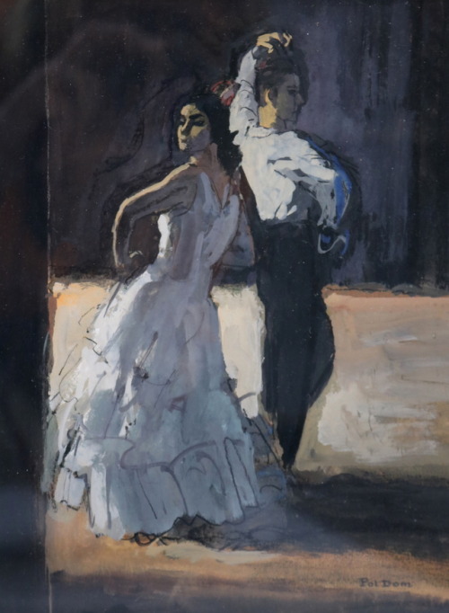 Flamenco Dance Couple  -   Pol Dom Belgian, 1885-1978Gouache, 25 x 19 cm