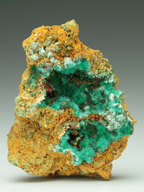 Mixite and Cuprian Adamite in matrix - Hilarion Mine, Agios Konstantinos, Lavrion District Mines, At