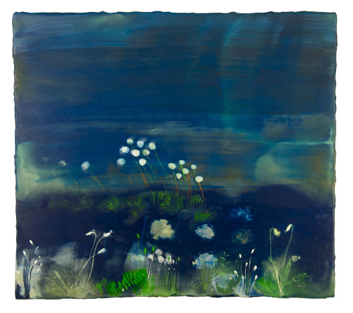 huariqueje: Moonlight Garden   -  Anke Roder, 2012.Dutch,b.1964-Encaustic and oil on wood,  40 x 45 