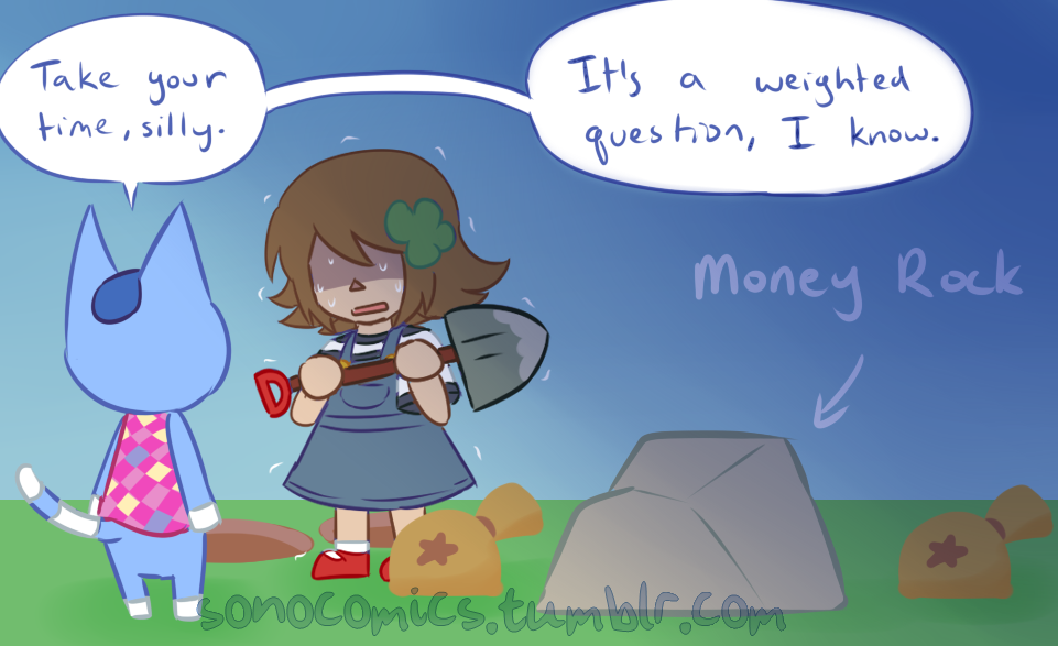 sonocomics: tfw you miss out on like 14,000 Bells because a villager wanted to talk