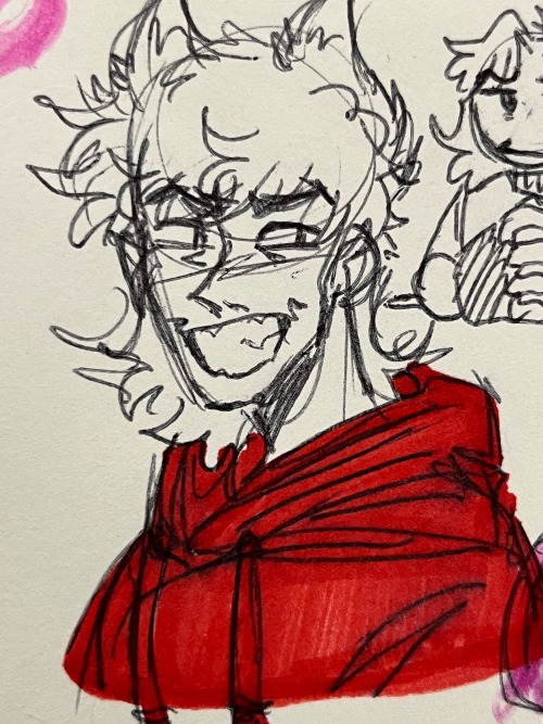 a pen drawing of Tord smiling evilly