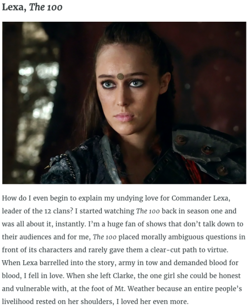 commanderlexaofthegrounders:The Best and Worst LGBTQ TV Characters of 2016  (via Autostraddle)