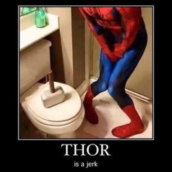 daily-superheroes:  Thor is a jerkhttp://daily-superheroes.tumblr.com/  Funny.