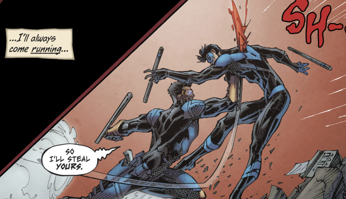 #if we want to get less specific there's also joey who wanted slade to kill him to keep him from hurting dick & the other titans from Who died and made you Nightwing?