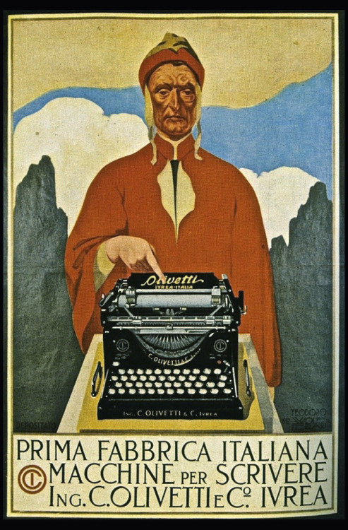 Teodoro Wolf-Ferrari, Poster for M1, the first Olivetti typewriter, 1912. Ivrea, Italy. Obviously re