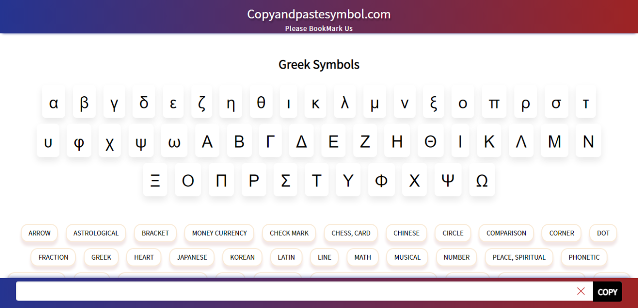 Get Greek Symbols Copy And Paste