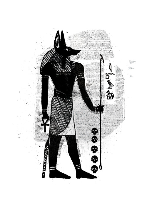 chrisedeillustrator:Book of the Dead- Illustration StudyEgyptian style illustration of Anubis the ja