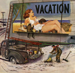 rogerwilkerson:  Billboard Painters, art by Stevan Dohanos.  Detail from Saturday Evening Post cover, February 14, 1948. 