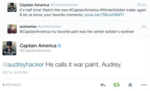 spacehamsters:THE CAPTAIN AMERICA TWITTER JUST THREW SHADE AT ME I AM DYING