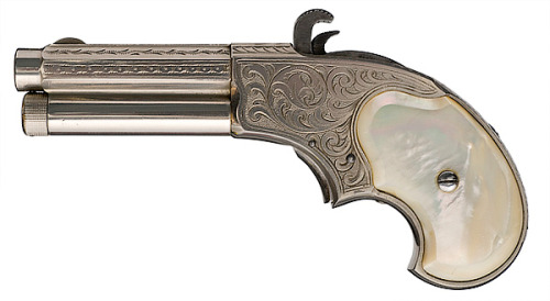 Rare Remington-Rider Magazine Pistol with engravings and pearl grips.Invented by Joseph Rider in 187