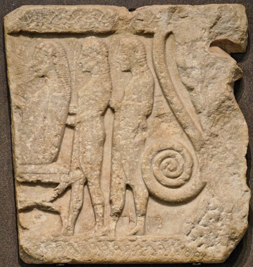 Fragment of a relief (perhaps part of the armrest of a ceremonial throne) from the island of Samothr