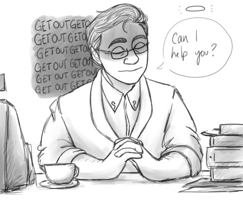 sungmee:drew my book!aziraphale being A Mood re: customers lol