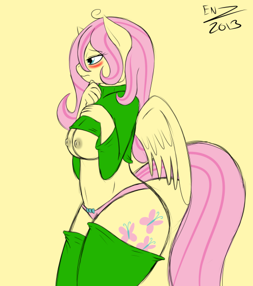Anthro Flutters by ~Ensayne Haven&rsquo;t drawn Flutters in a while and it also gave me an excus