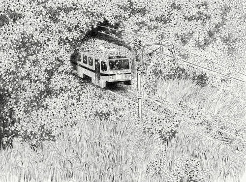 abandonedography:Pencil on paper, 2013 - Jun CenOriginal artwork for the animated short film Mu