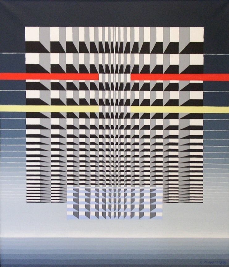 Stefan Krygier (1923-1997) — Geometric Abstraction (oil on canvas, 1968)
