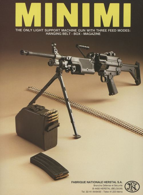 bolt-carrier-assembly:  coffeeandspentbrass:  bolt-carrier-assembly:  jellobiafrasays:  ad from international defense review (1985)  I don’t really consider box and belt as different feeding modes. I just see belt feed and mag feed.  Shhhh, your words