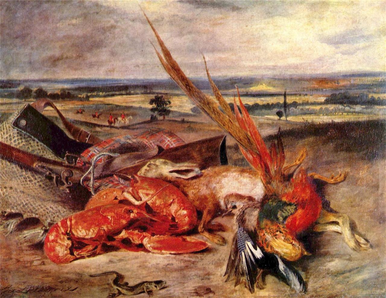 Eugène Delacroix (Charenton-Saint-Maurice 1798 - Paris 1863), Still life with lobsters,