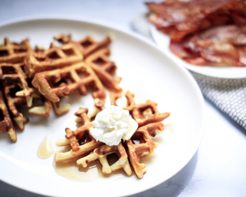 Keto/Low Carb waffles sided with bacon! 4g Net Carbs per waffle serving! @nekstella waffle mix from