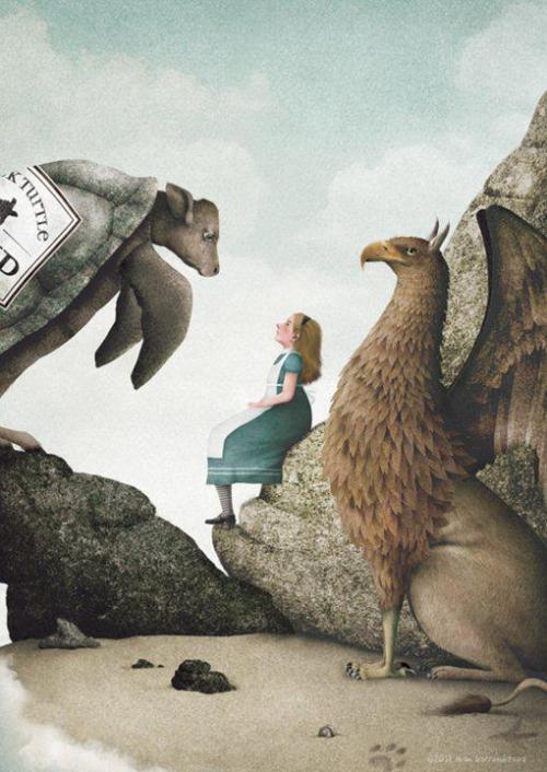 the-gardens-of-lorien:Alice in Wonderland, illustrations by Iban BarrenetxeaMoody, whimsical, slight