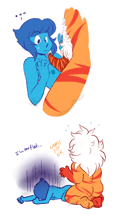 cartoonyafterdark:  And of course Peridot and Lapis return the favor (well at least they try to) Fol