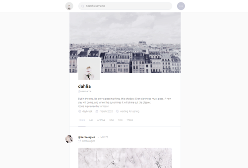 seyche:theme eight: dahlia — twitter-inspired theme, as requested by an anon, with an optional popup
