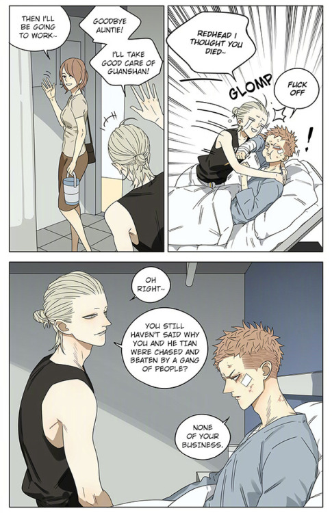 “Good night, Don’t Close Mountain.” ****this part was originally in English alreadyOld Xian update of [19 Days] translated by Yaoi-BLCD. Join us on the yaoi-blcd scanlation team discord chatroom  or 19 days fan chatroom!Previously, 1-54 with art/