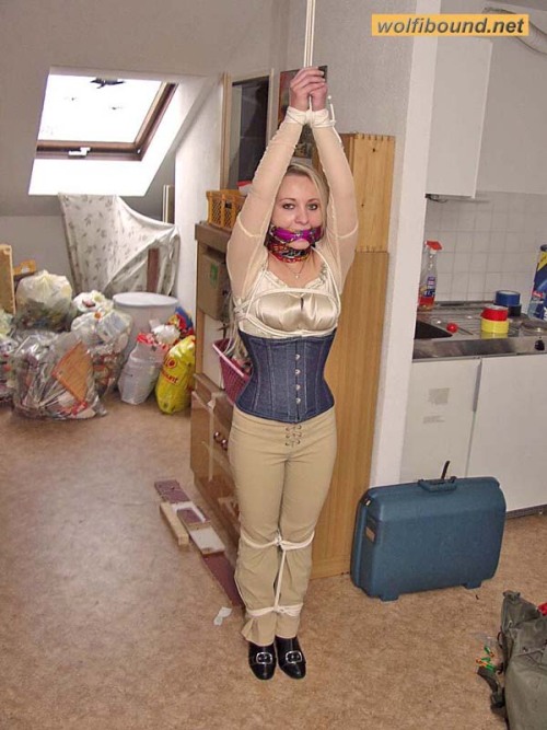 graybandanna:  Strung up with scarf gags 