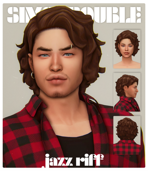 simstrouble: JAZZ RIFF by simstrouble An extra hairstyle I’ve made for thanking you all for being so