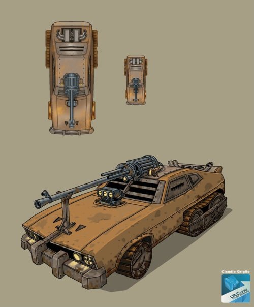 mindingmymonsters:War CAR by claudiobitcube The ammunition for that cannon is big and heavy - you’re